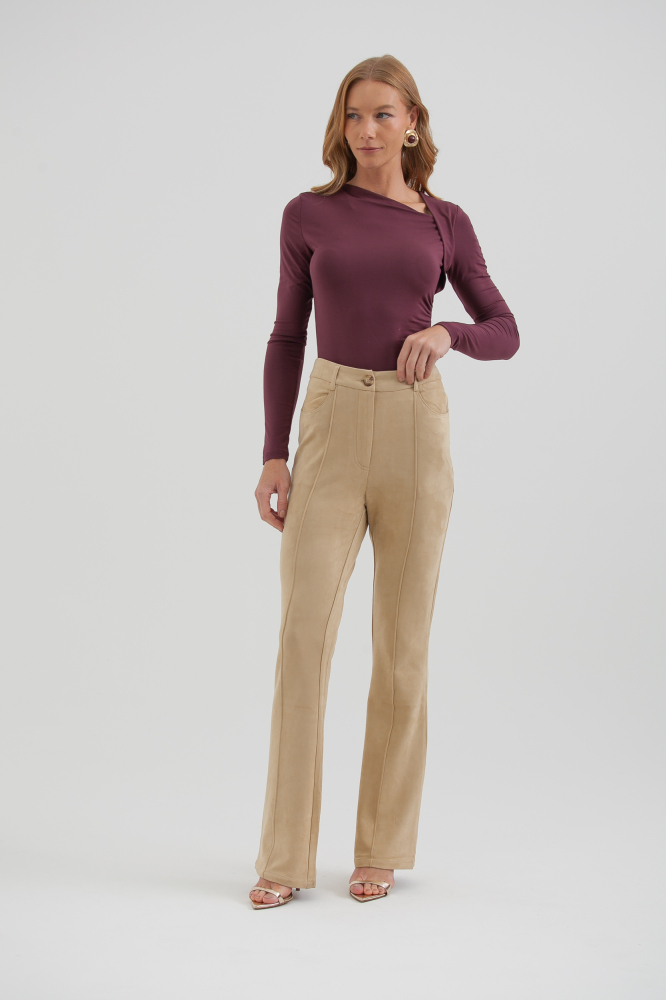 9038382 - Calça Flare Suede AREIA