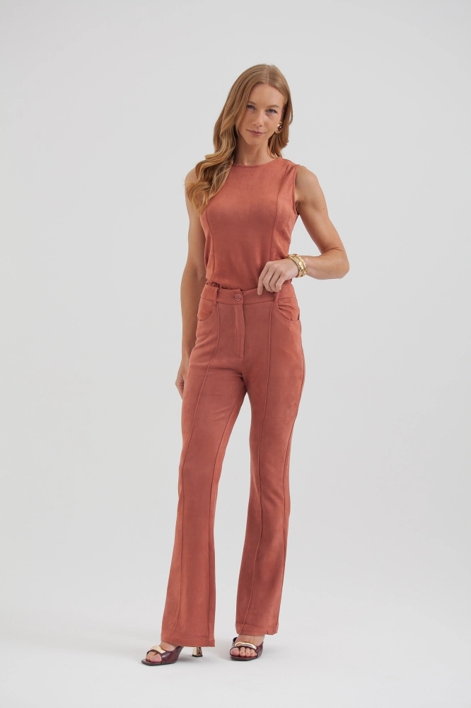 9038382 - Calça Flare Suede FERRUGEM - Imagem 1