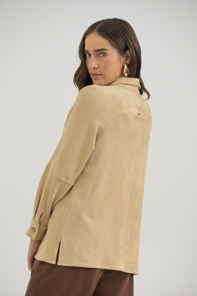 9038383 - Camisa Manga Longa Em Suede AREIA 9038383 - Camisa Manga Longa Em Suede AREIA