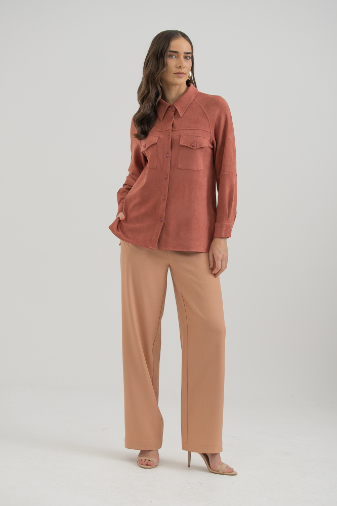 9038383 - Camisa Manga Longa Em Suede FERRUGEM 9038383 - Camisa Manga Longa Em Suede FERRUGEM