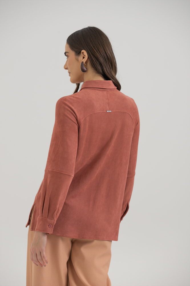9038383 - Camisa Manga Longa Em Suede FERRUGEM 9038383 - Camisa Manga Longa Em Suede FERRUGEM