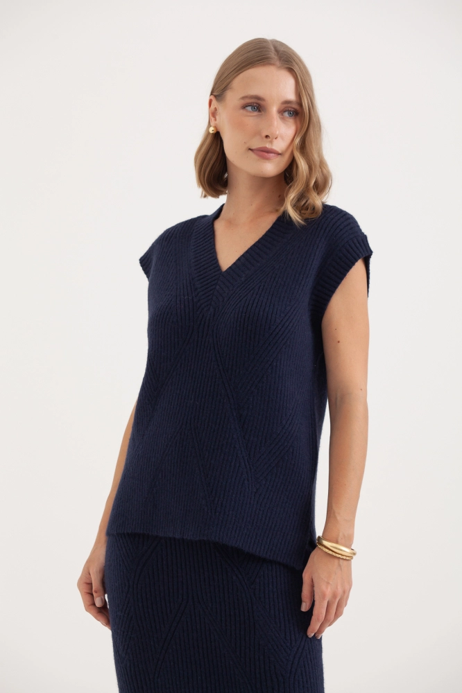 9038386 - Blusa Tricot Canelada Ombro Caído MARINHO 9038386 - Blusa Tricot Canelada Ombro Caído MARINHO - Imagem 2