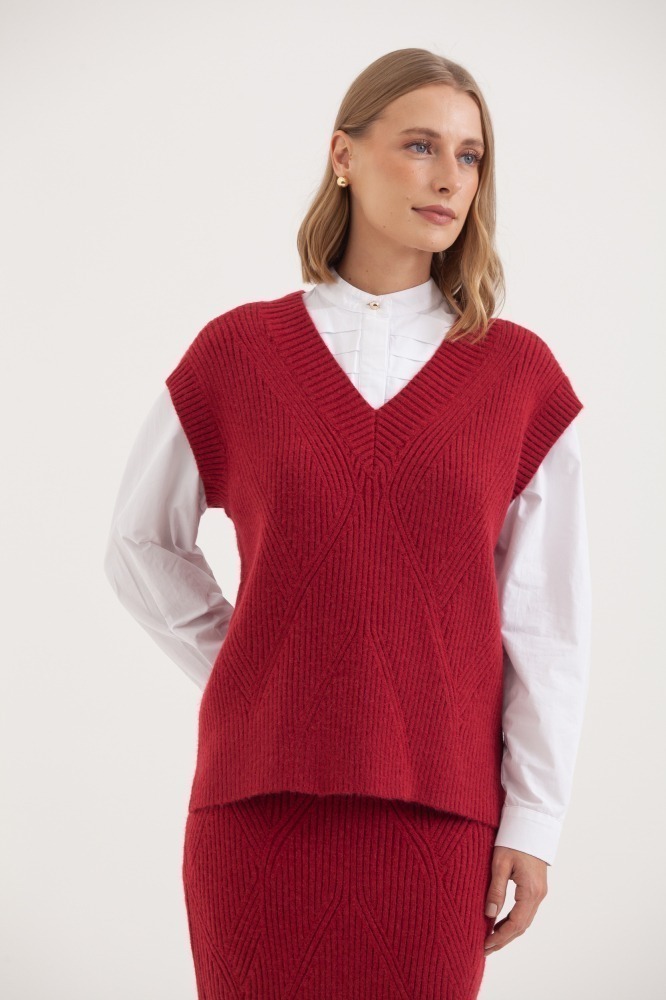 9038386 - Blusa Tricot Canelada Ombro Caído VINHO 9038386 - Blusa Tricot Canelada Ombro Caído VINHO