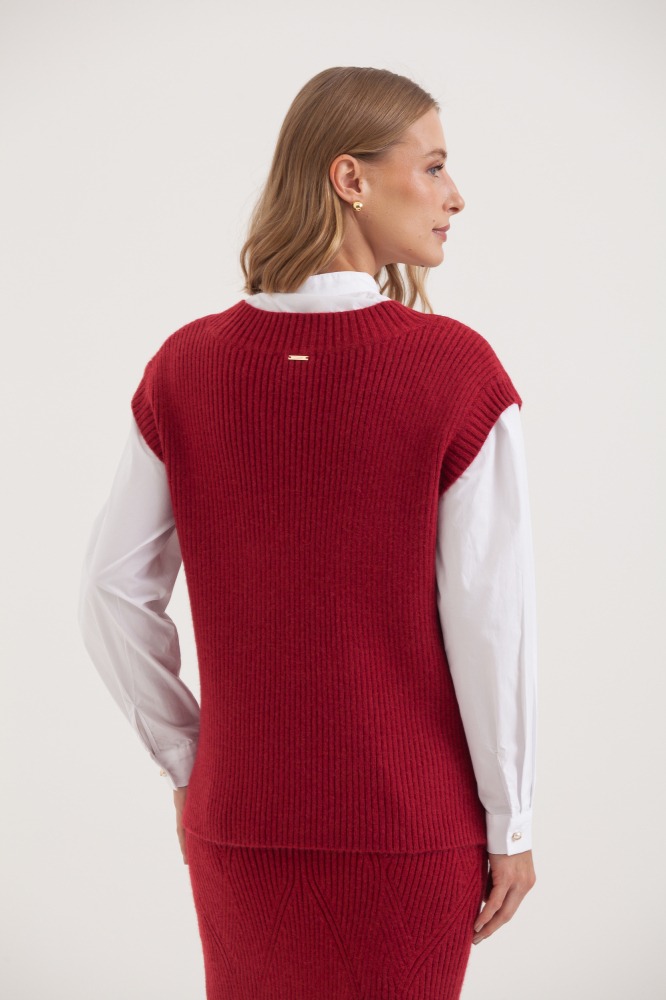 9038386 - Blusa Tricot Canelada Ombro Caído VINHO 9038386 - Blusa Tricot Canelada Ombro Caído VINHO