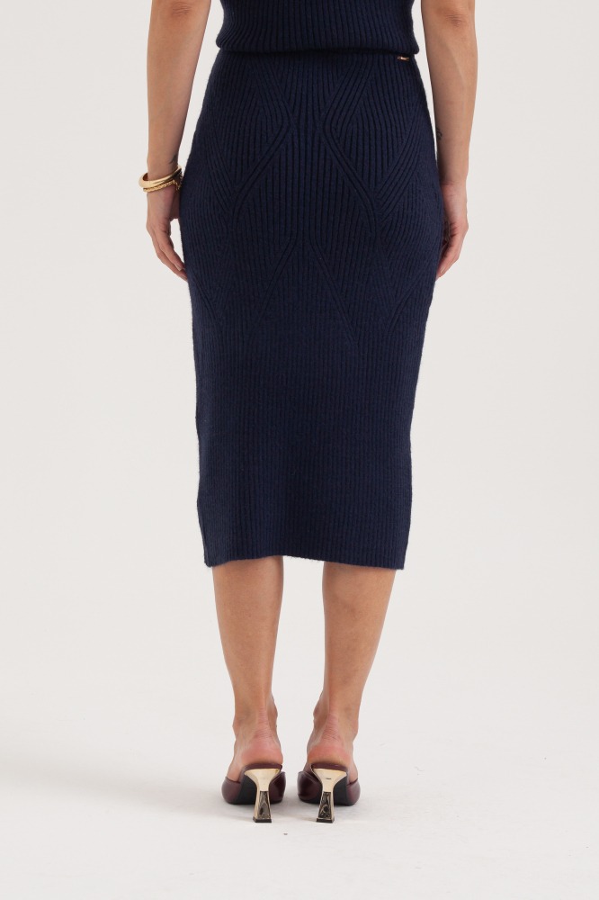 9038387 - Saia Midi Tricot Canelada MARINHO 9038387 - Saia Midi Tricot Canelada MARINHO