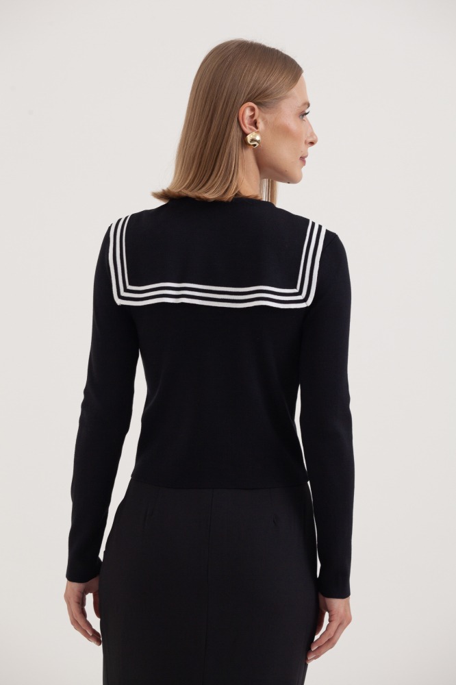 9038389 - Cardigan Tricot Marinheiro PRETO