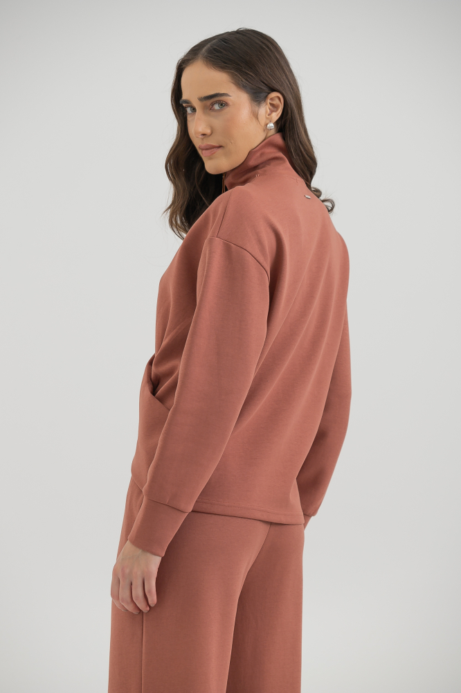 9038405 - Blusa Moletom Zíper E Transpasse FERRUGEM 9038405 - Blusa Moletom Zíper E Transpasse FERRUGEM