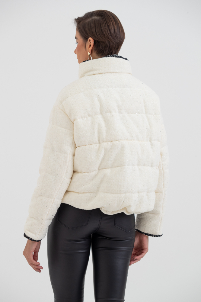 9038417 - Jaqueta Zíper Tweed Com Vivos E Bolsos OFF-WHITE 9038417 - Jaqueta Zíper Tweed Com Vivos E Bolsos OFF-WHITE