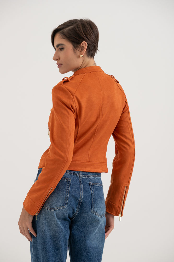 9038419 - Jaqueta Suede Com Zíper FERRUGEM