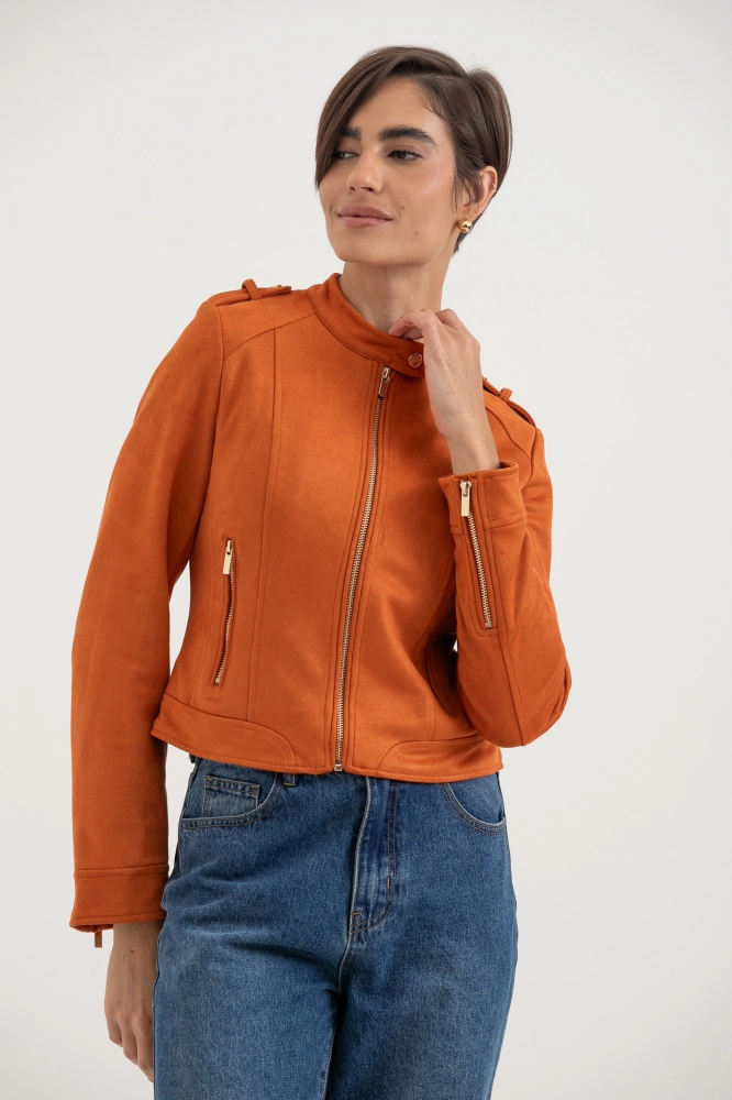 9038419 - Jaqueta Suede Com Zíper FERRUGEM - Imagem 2