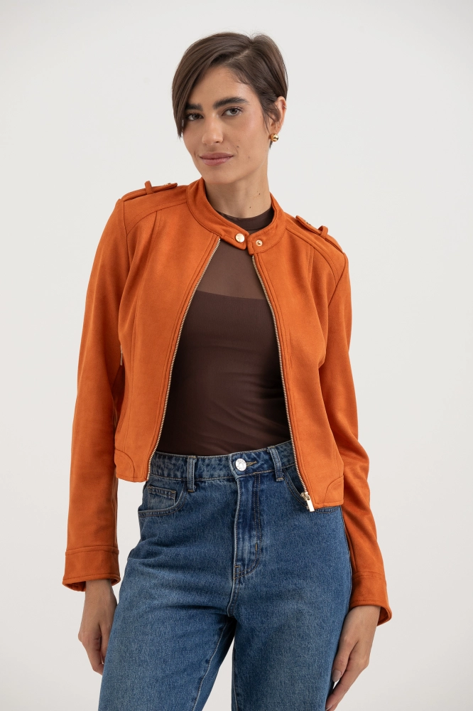 9038419 - Jaqueta Suede Com Zíper FERRUGEM - Imagem 1