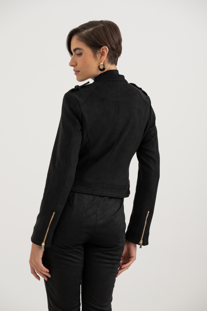 9038419 - Jaqueta Suede Com Zíper PRETO 9038419 - Jaqueta Suede Com Zíper PRETO