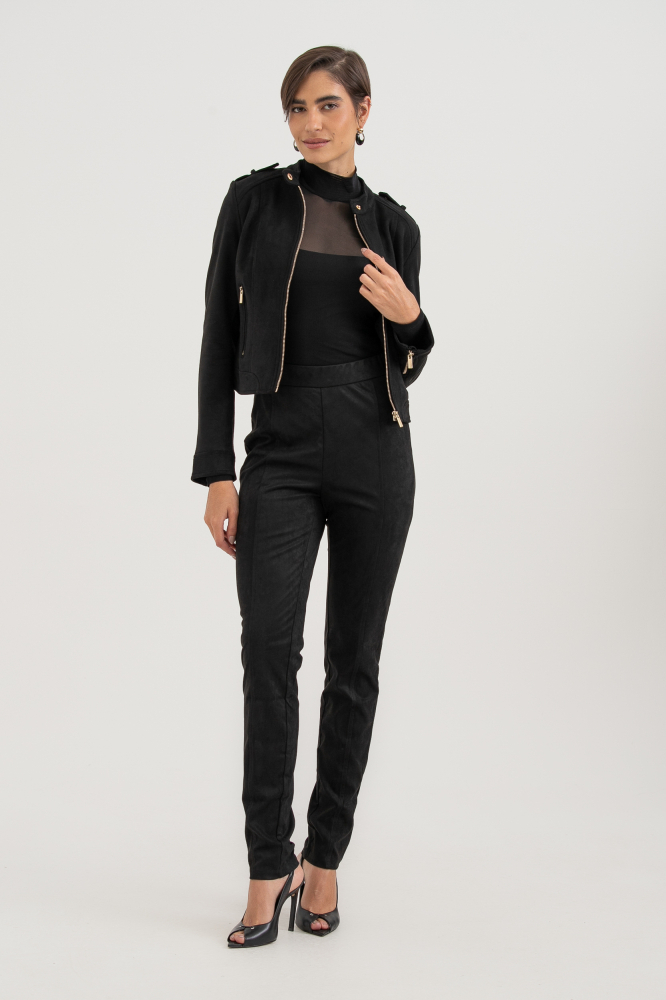 9038419 - Jaqueta Suede Com Zíper PRETO 9038419 - Jaqueta Suede Com Zíper PRETO
