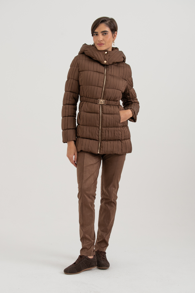 9038423 - Casaco Puffer Tecido Nervurado MARROM 9038423 - Casaco Puffer Tecido Nervurado MARROM