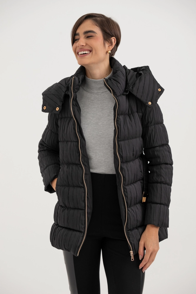 9038423 - Casaco Puffer Tecido Nervurado PRETO 9038423 - Casaco Puffer Tecido Nervurado PRETO - Imagem 2