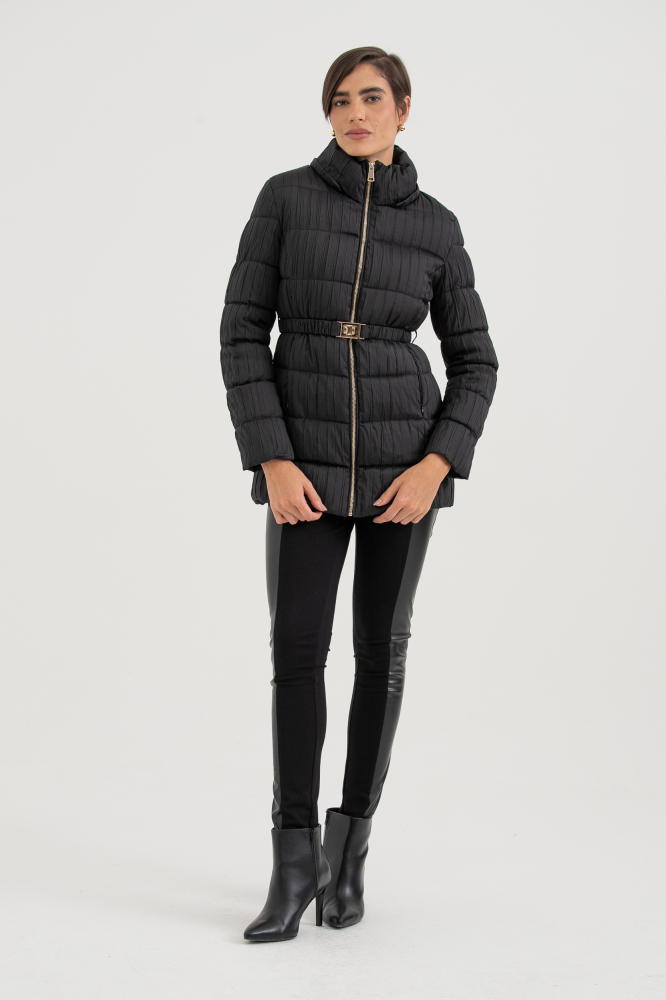 9038423 - Casaco Puffer Tecido Nervurado PRETO 9038423 - Casaco Puffer Tecido Nervurado PRETO