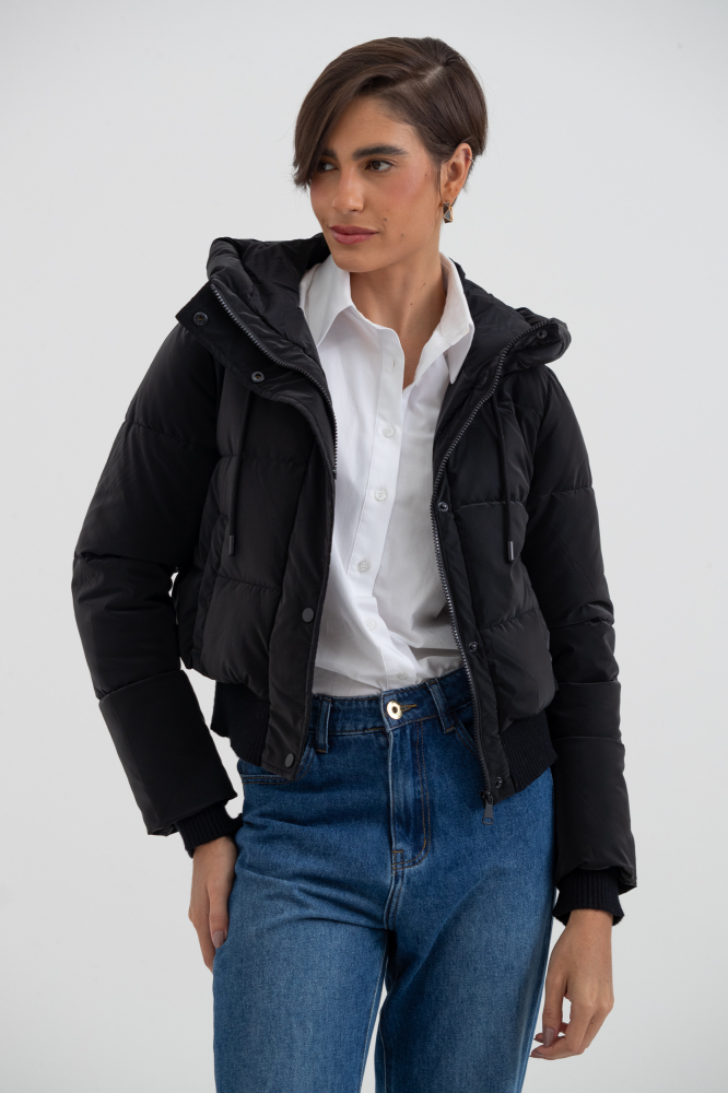 9038426 - Jaqueta Puffer Com Capuz PRETO