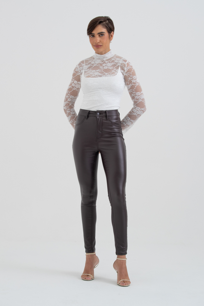 9038433 - Calça Resinada Skinny CAFÉ 9038433 - Calça Resinada Skinny CAFÉ