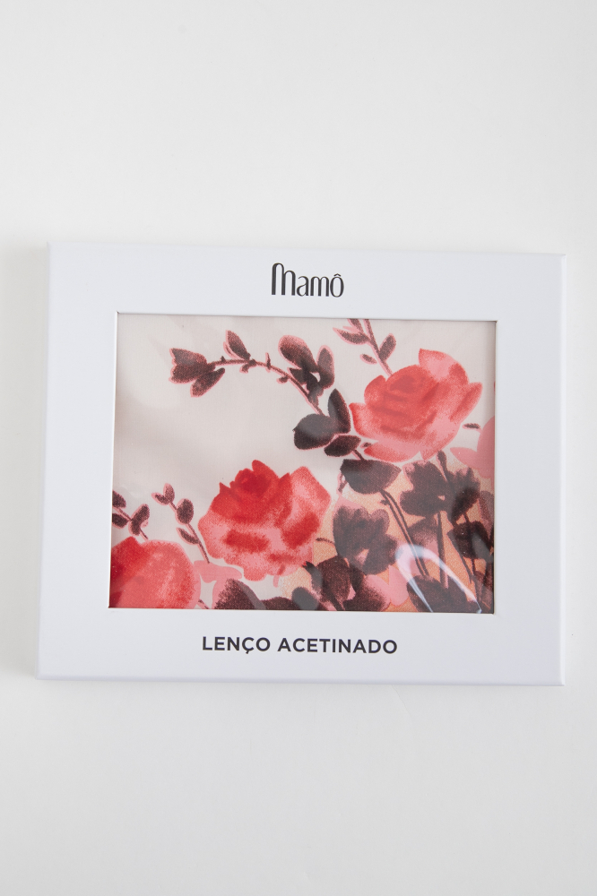 9038438 - Lenço De Cetim Floral Aquarela VERMELHO