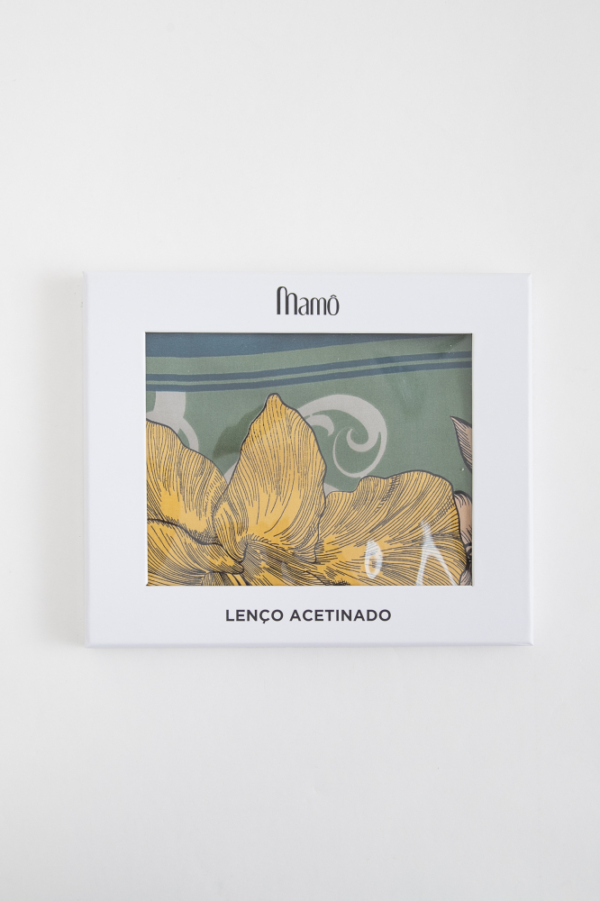9038440 - Lenço Flores Contorno Listra Barra AZUL