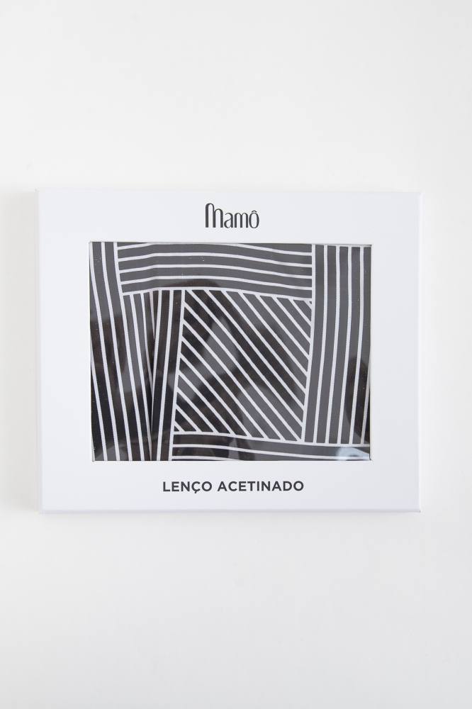 9038444 - Lenço De Cetim Listras Diagonais PRETO 9038444 - Lenço De Cetim Listras Diagonais PRETO