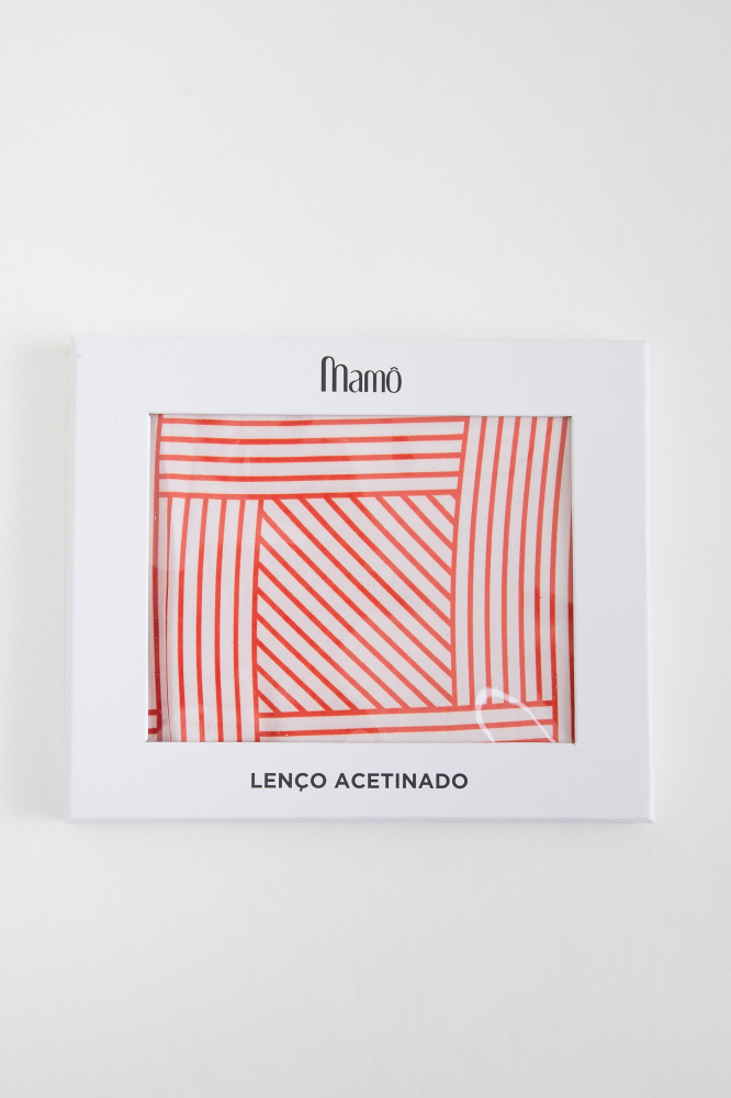 9038444 - Lenço De Cetim Listras Diagonais VERMELHO