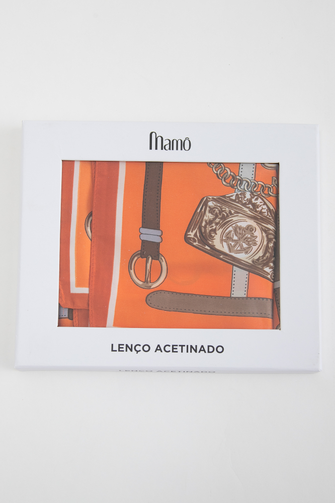 9038447 - Lenço De Cetim Cintos E Correntes LARANJA 9038447 - Lenço De Cetim Cintos E Correntes LARANJA