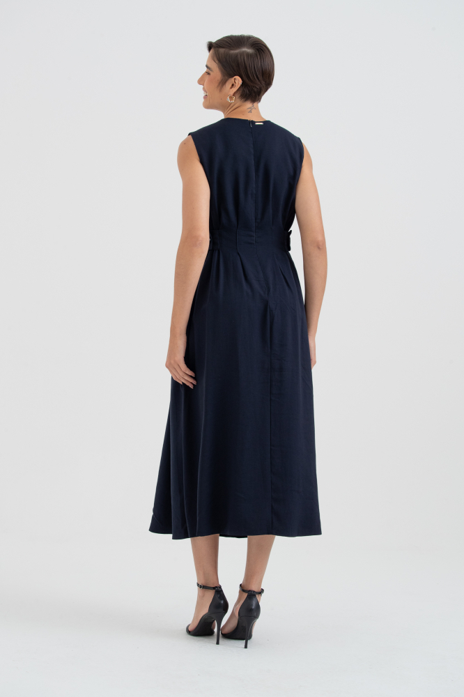 9038456 - Vestido Pregas Com Martingale Lateral MARINHO 9038456 - Vestido Pregas Com Martingale Lateral MARINHO