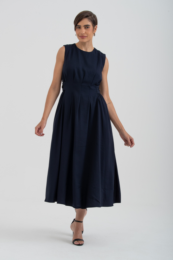 9038456 - Vestido Pregas Com Martingale Lateral MARINHO 9038456 - Vestido Pregas Com Martingale Lateral MARINHO