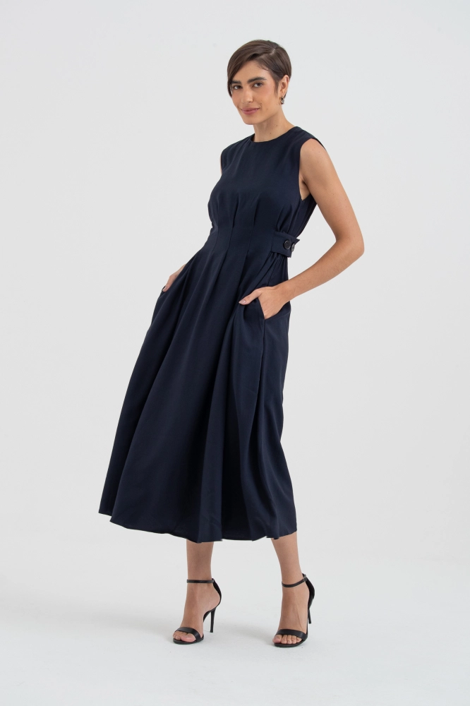 9038456 - Vestido Pregas Com Martingale Lateral MARINHO 9038456 - Vestido Pregas Com Martingale Lateral MARINHO - Imagem 1