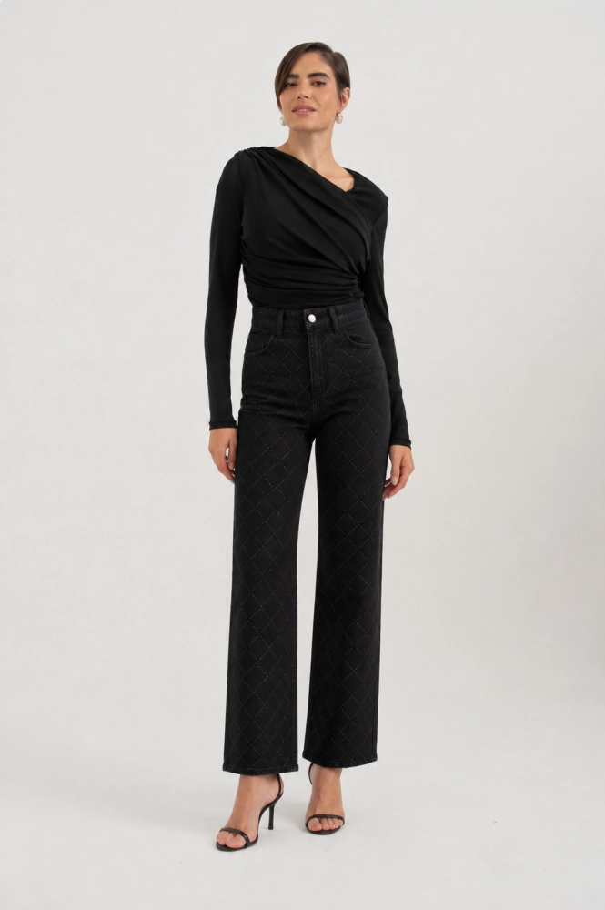 9038459 - Calça Shine Bootcut PRETO 9038459 - Calça Shine Bootcut PRETO - Imagem 1