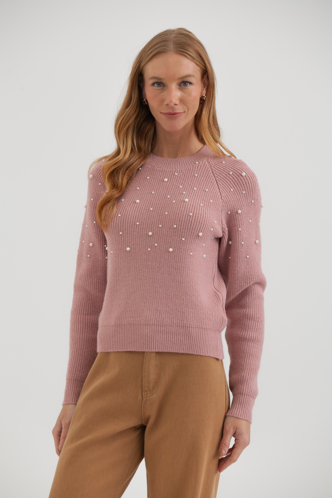 9038463 - Blusa Tricot Manga Longa Pérolas ROSÊ 9038463 - Blusa Tricot Manga Longa Pérolas ROSÊ