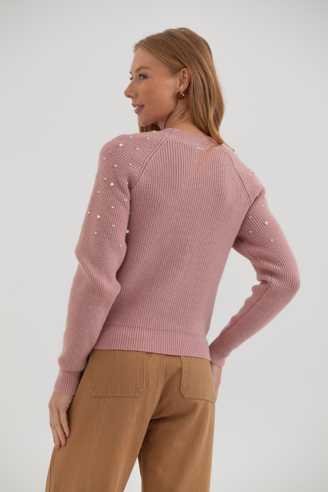 9038463 - Blusa Tricot Manga Longa Pérolas ROSÊ 9038463 - Blusa Tricot Manga Longa Pérolas ROSÊ