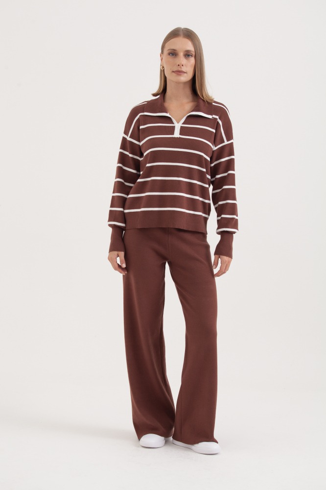 9038467 - Calça Tricot Reta MARROM