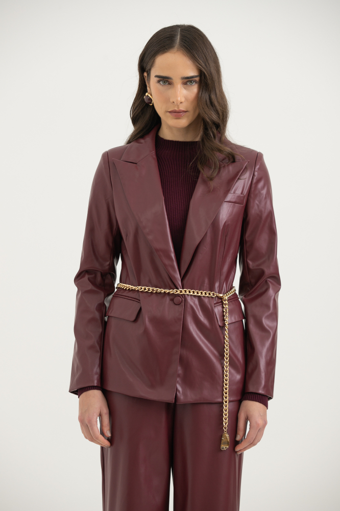 9038471 - Blazer Em PU Manga Longa VINHO 9038471 - Blazer Em PU Manga Longa VINHO