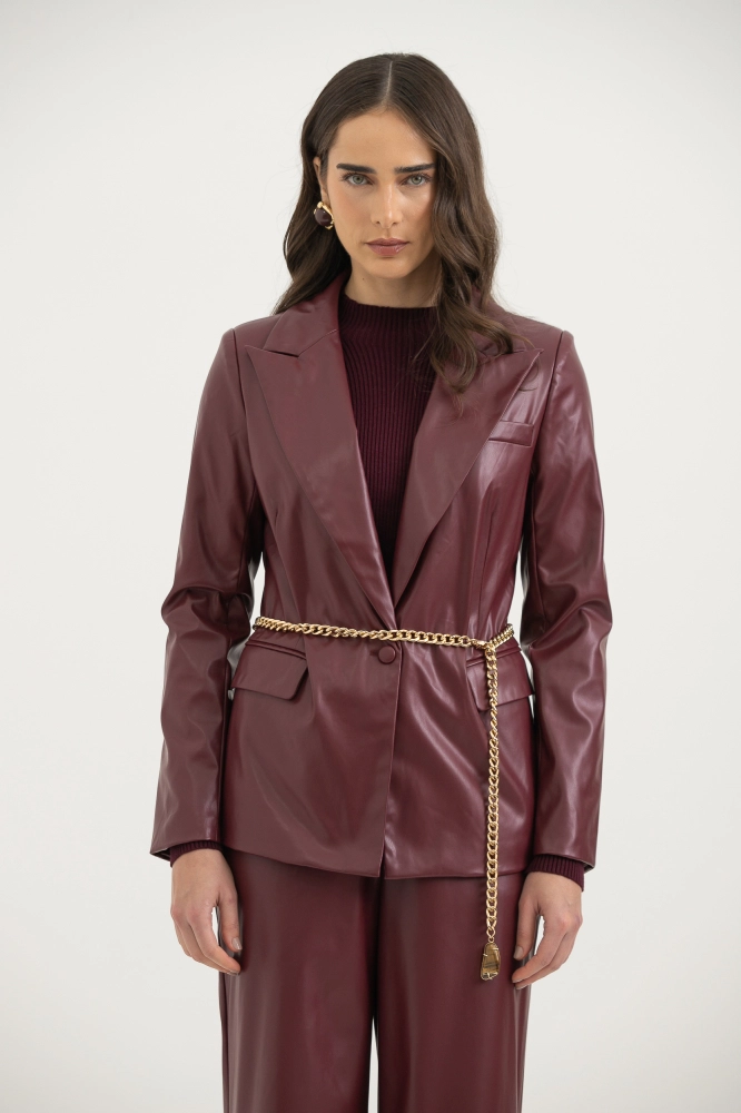 9038471 - Blazer Em PU Manga Longa VINHO 9038471 - Blazer Em PU Manga Longa VINHO - Imagem 1