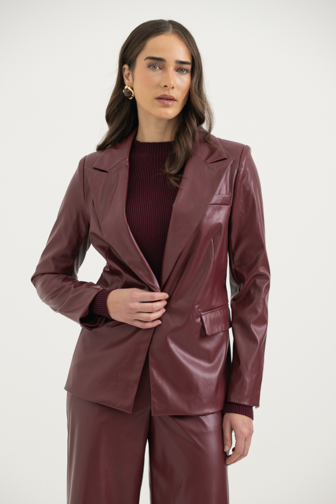 9038471 - Blazer Em PU Manga Longa VINHO 9038471 - Blazer Em PU Manga Longa VINHO