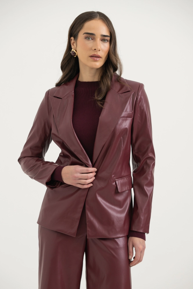 9038471 - Blazer Em PU Manga Longa VINHO 9038471 - Blazer Em PU Manga Longa VINHO - Imagem 2