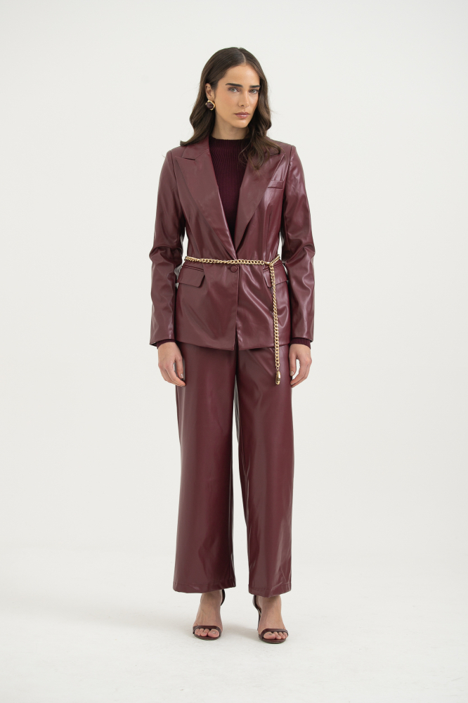 9038471 - Blazer Em PU Manga Longa VINHO 9038471 - Blazer Em PU Manga Longa VINHO