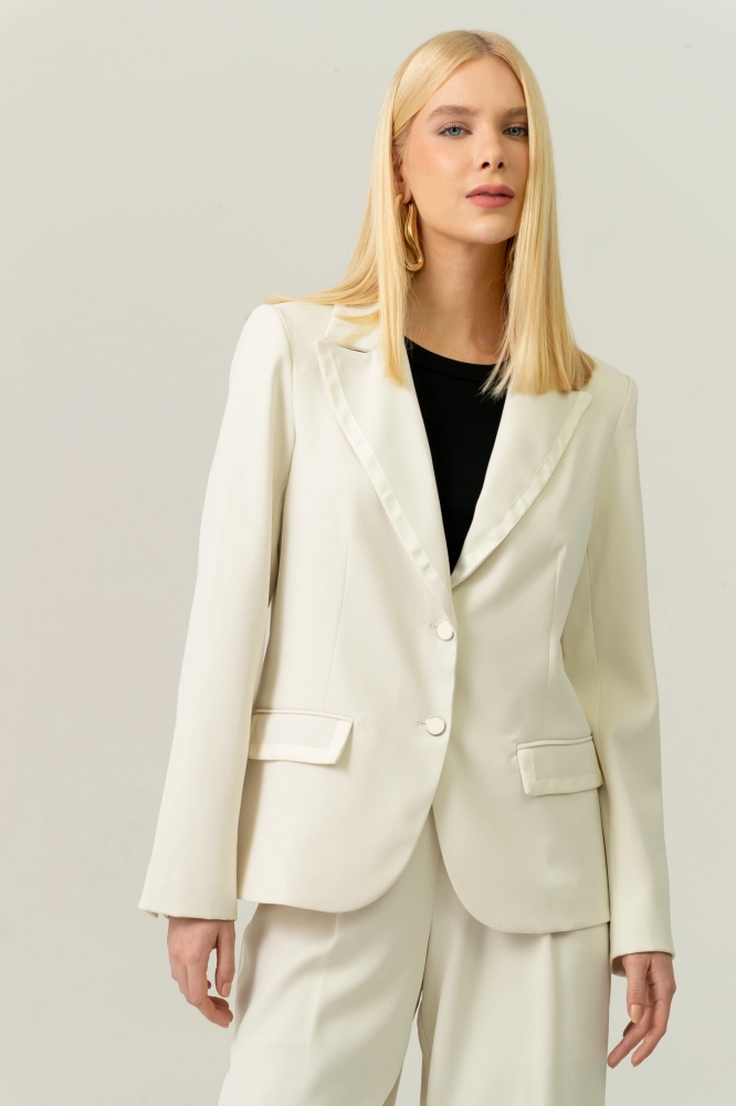 9038477 - Blazer Com Vivos De Cetim OFF-WHITE 9038477 - Blazer Com Vivos De Cetim OFF-WHITE - Imagem 1