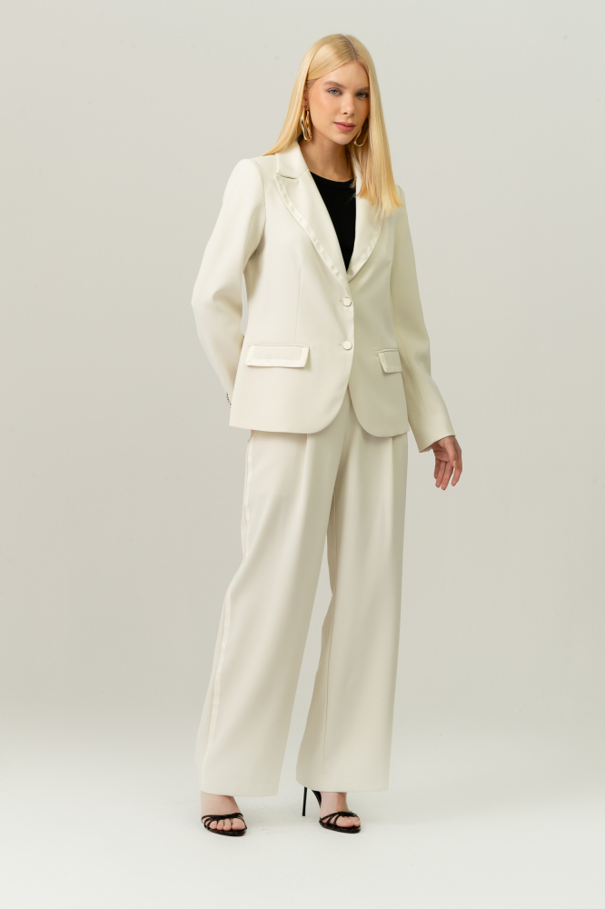 9038477 - Blazer Com Vivos De Cetim OFF-WHITE 9038477 - Blazer Com Vivos De Cetim OFF-WHITE