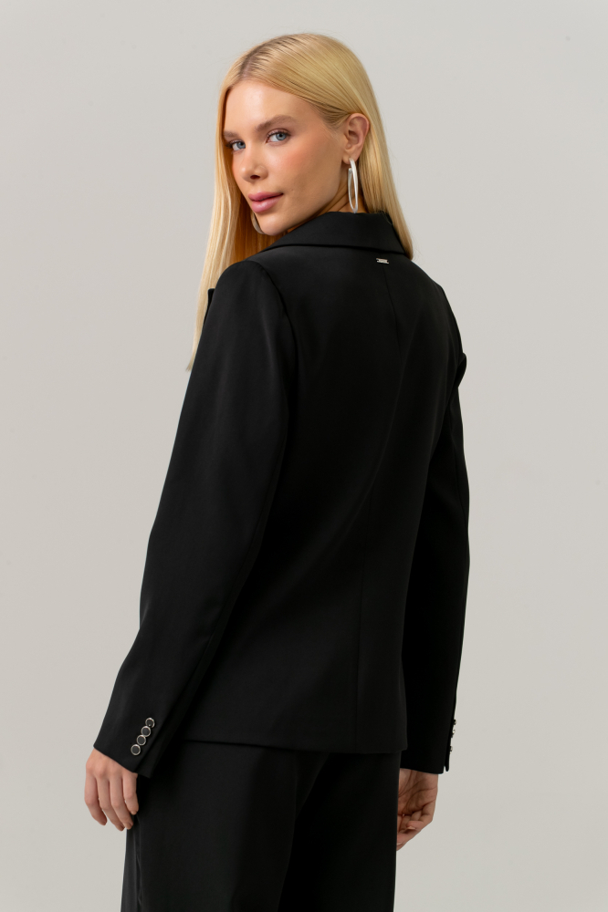9038477 - Blazer Com Vivos De Cetim PRETO