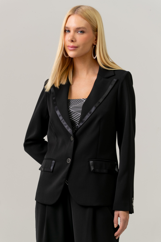 9038477 - Blazer Com Vivos De Cetim PRETO