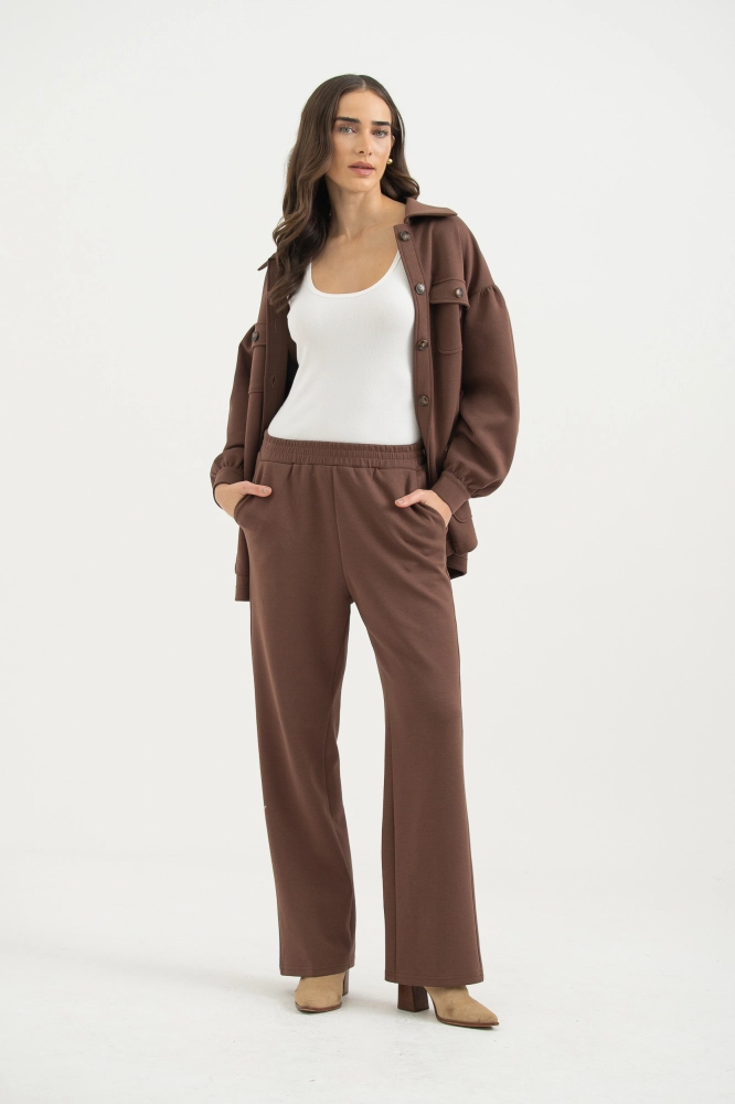 9038487 - Calça Moletom Elástico Na Cintura MARROM - Imagem 1