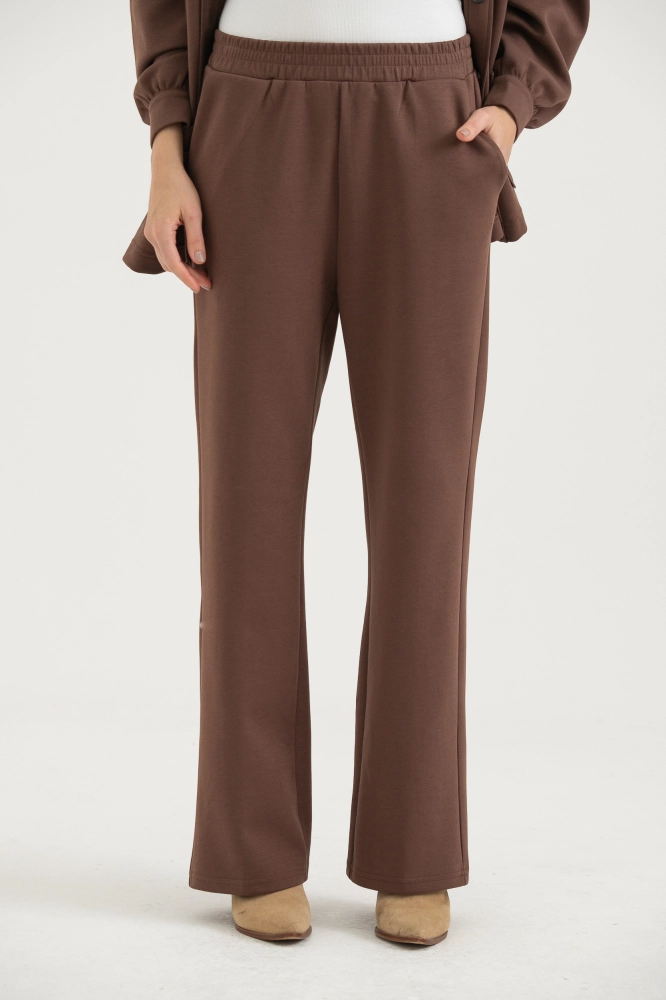 9038487 - Calça Moletom Elástico Na Cintura MARROM - Imagem 2