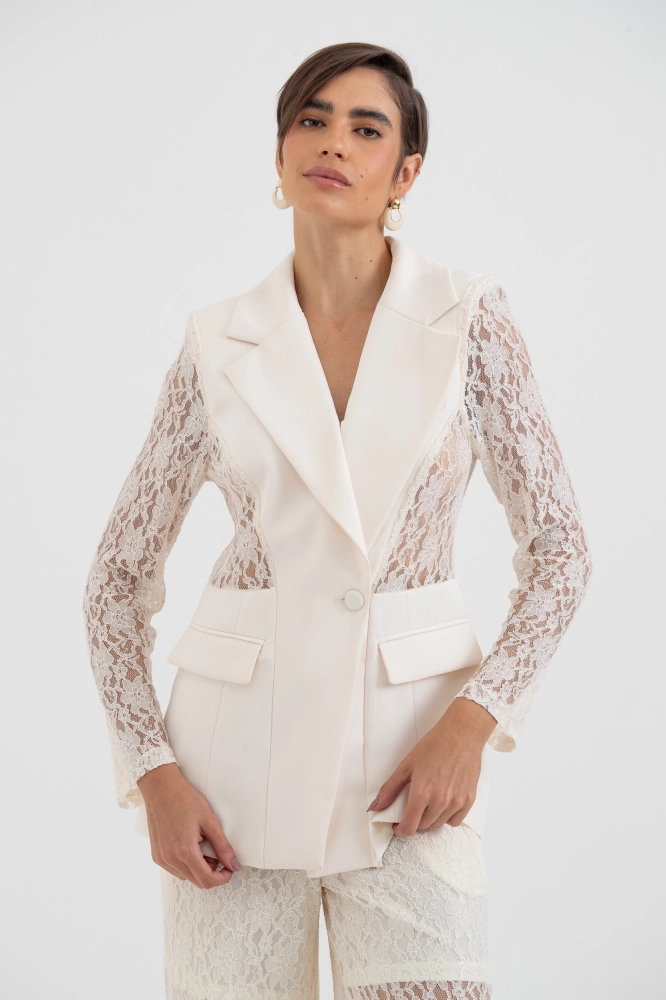 9038489 - Blazer Detalhes De Renda OFF-WHITE - Imagem 1