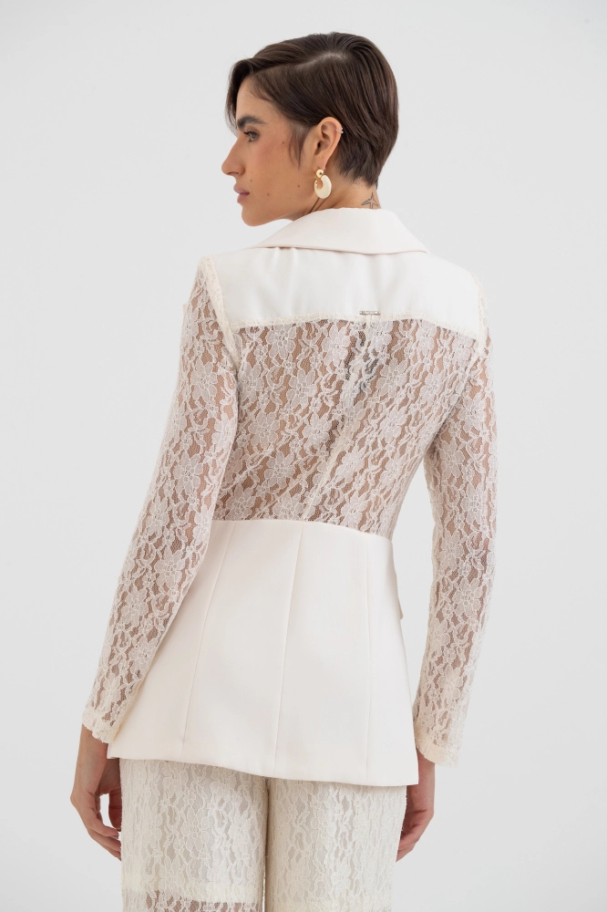 9038489 - Blazer Detalhes De Renda OFF-WHITE - Imagem 2