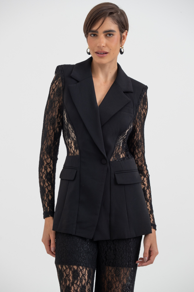 9038489 - Blazer Detalhes De Renda PRETO 9038489 - Blazer Detalhes De Renda PRETO