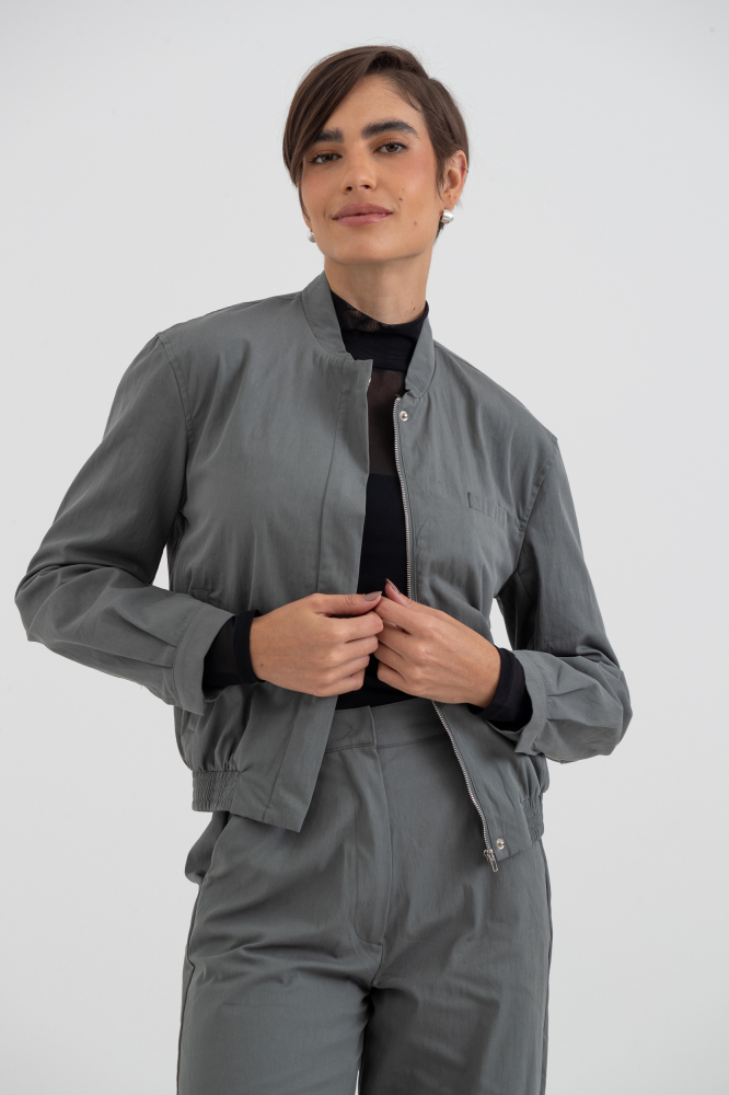 9038490 - Jaqueta Bomber Sarjada CINZA