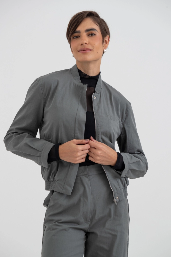 9038490 - Jaqueta Bomber Sarjada CINZA - Imagem 2
